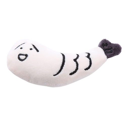 leasote 1/3 Catnip Toys for Indoor Cats Kittens, Cute Small Striped Fish Cat Plush Chew Toy, Interactive Catnip Filled Kitty Toys White