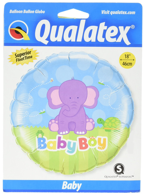 Qualatex Pioneer Balloon Company Baby Boy Elephant Balloon, 18", Multicolor