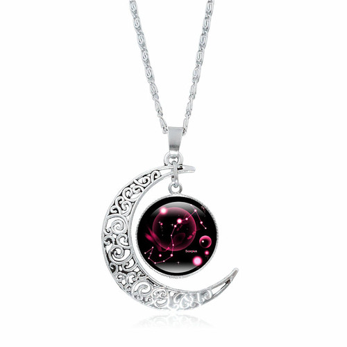 Washranp Necklace Chain for Women Girls, Women 12 Constellation Moon Alloy Electroplating Elegant Pendant Necklace Pendant Necklace for Valentine's Day Gift Birthday Present - 12 Washranp Necklace Chain for Women Girls, Women 12 Constellation Moon Alloy Electroplating Elegant Pendant Necklace Pendant Necklace for Valentine's Day Gift Birthday Present - 12