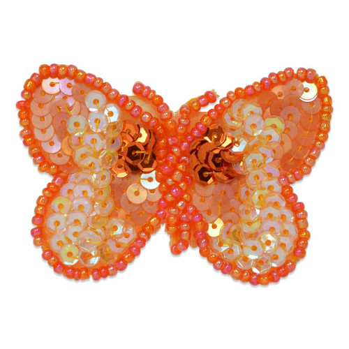 Expo International 2 1/8" x 1 1/2" Butterfly Sequin Patches/Appliques, Orange