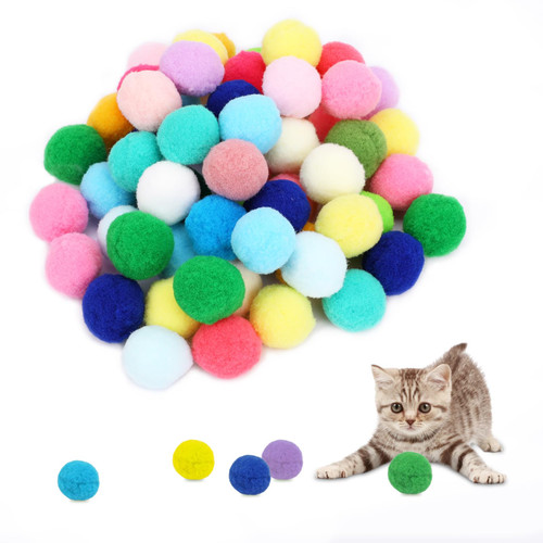 KALIONE 60 Pcs Colorful Cat Toy Balls 1.2 inch Cat Balls Indoor Cats Interactive Play Ball Soft Cat Toys for Playtime and Exercise Pet Training Ball for Cat Kittens