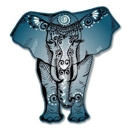 Elephant Beautiful Blue Henna Vinyl Sticker - Car Phone Helmet Bumper Sticker Decal