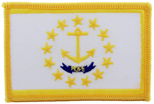 Rhode Island State Flag Rectangle Embroidered Patch, with Iron-On Adhesive