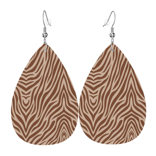 Zebra Skin1 Faux Leather Earrings, Teardrop Dangle Earrings, Lightweight Dangle For Women Girls