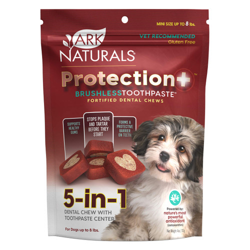 ARK NATURALS Protection+ Brushless Toothpaste, Dog Dental Chews for Mini Breeds, Prevents Plaque & Tartar, Freshens Breath, 4oz, 1 Pack