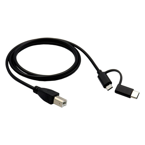 Micro USB + USB C Male to USB Type-B Male Data Cable for Printer Scanner Laptop Electronic Piano & Electronic Drum Micro USB to USB Cable Micro USB + USB C Male to USB Type-B Male Data Cable for Printer Scanner Laptop Electronic Piano & Electronic Drum Micro USB to USB Cable