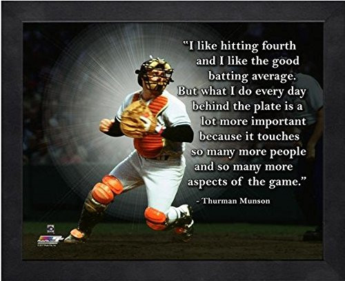 Thurman Munson NY Yankees ProQuotes Photo (Size: 9" x 11") Framed