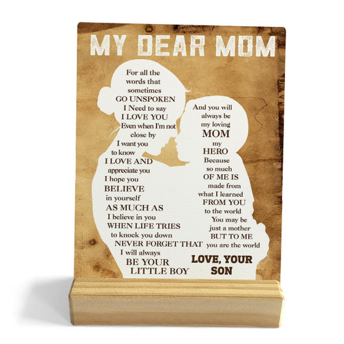 Mother Desk Decor Rustic Plaque with Wood Stand, Retro My Dear Mom Saying Decor, Decorative Wood Sign for Home Shelf Decor Mother Desk Decor Rustic Plaque with Wood Stand, Retro My Dear Mom Saying Decor, Decorative Wood Sign for Home Shelf Decor