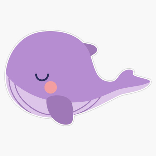 Tinytan Purple Whale Plush Sticker Bumper Sticker Vinyl Decal 5"