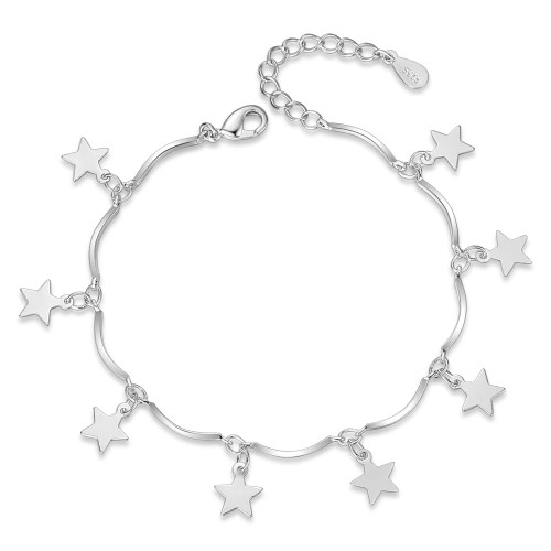 kelistom 925 Sterling Silver Bracelets for Women Teen Girls, Love Heart Charm Chain Bracelet Bangle Fashion Jewelry Gifts (star hanging) kelistom 925 Sterling Silver Bracelets for Women Teen Girls, Love Heart Charm Chain Bracelet Bangle Fashion Jewelry Gifts (star hanging)