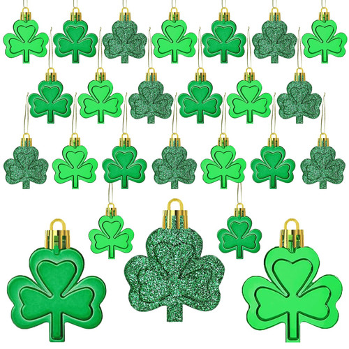 36 Pieces St Patricks Ornaments Shamrocks Hanging Ornaments, St. Patricks Day Hanging Baubles for St Patricks Decorations Party Favors Supplies