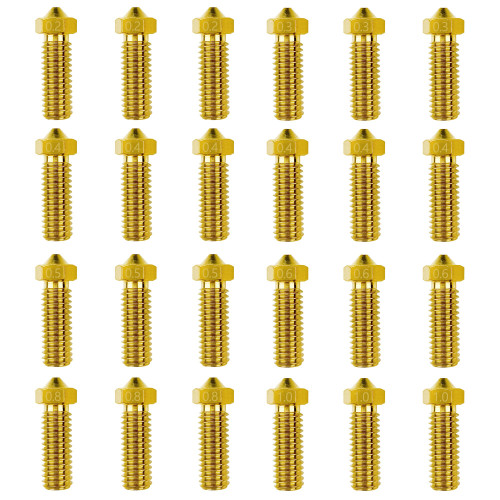 Hyhpsjiee 24pcs Volcano Brass Nozzles Kit M6 Lengthen extruder Thread Nozzles for 3D V5 V6 0.2mm 0.3mm 0.4mm 0.5mm 0.6mm 0.8mm 1.0mm Extruder Nozzles for 1.75mm Filament 3D Printer Parts
