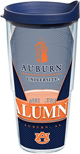 Tervis 1223962 Auburn Tigers Alumni Tumbler with Wrap and Navy Lid 24oz, Clear