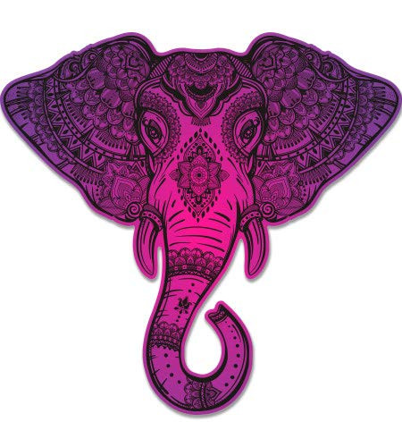 GT Graphics Elephant Purple Henna Indian Mandala - 3" Vinyl Sticker - for Car Laptop I-Pad Phone Helmet Hard Hat - Waterproof Decal