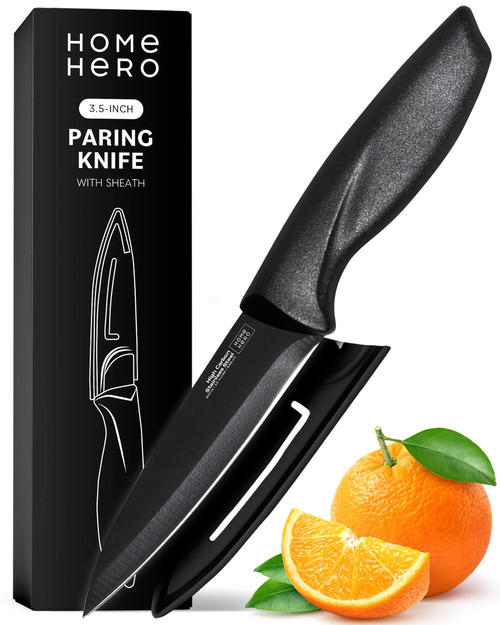 Home Hero 2 Pcs Kitchen Knife Collection with Sheath - Stainless Steel Chef Knife, Santoku Knife, Utility Knife, Paring Knife, Cheese Knife, Tomato Knife, Grapefruit Knife (3.5 Inch Paring Knife)