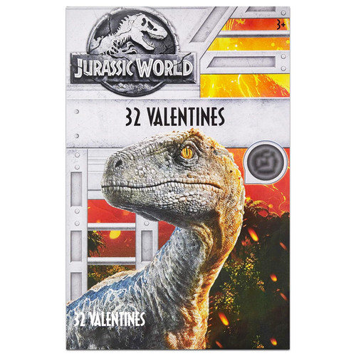 Jurassic World Valentines Day Classroom Gift Exchange Cards for Kids - 32 Dinosaur Valentines Cards | School Valentine's Day Cards for Boys and Girls