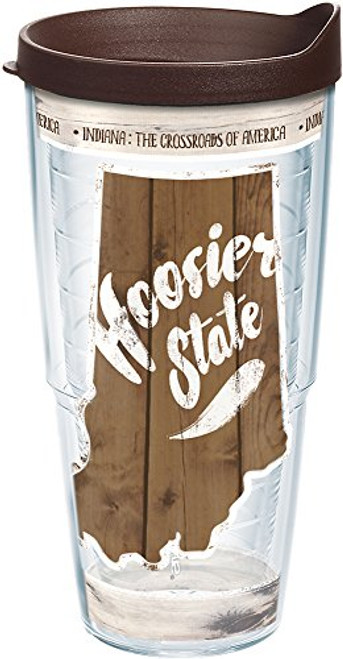 Tervis 1226732 Indiana State Outline Tumbler with Wrap and Brown Lid 24oz, Clear Tervis 1226732 Indiana State Outline Tumbler with Wrap and Brown Lid 24oz, Clear