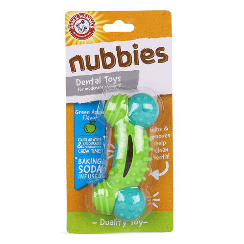 Arm & Hammer for Pets Nubbies Duality Bone Dental Dog Toy| Best Dog Chew Toy for Moderate Chewers | Dog Dental Toy Helps Reduce Plaque & Tartar | Green Apple Flavor Baking Soda Arm & Hammer for Pets Nubbies Duality Bone Dental Dog Toy| Best Dog Chew Toy for Moderate Chewers | Dog Dental Toy Helps Reduce Plaque & Tartar | Green Apple Flavor Baking Soda