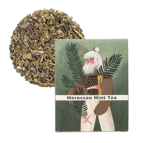 Sips by Moroccan Mint Green Tea | Traditional Spearmint Tea | Loose Leaf Tea | High Caffeine Tea | 2 oz Gift Box | Tea Gift Sets