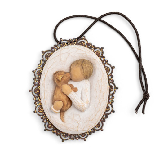 Willow Tree Kindness (boy) Metal-Edged Ornament, Sculpted Hand-Painted Bas Relief