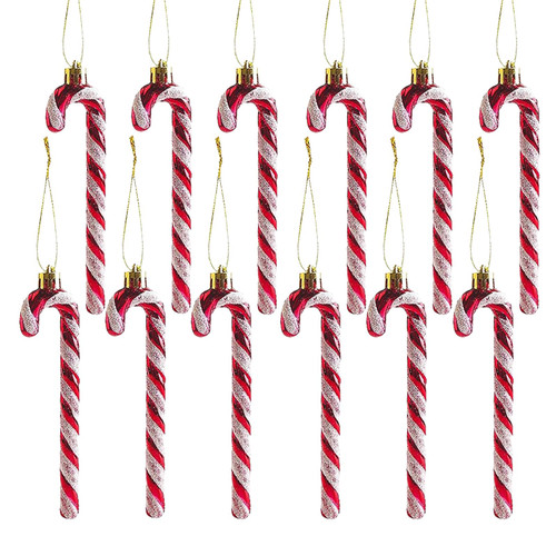 12pcs Plastic Christmas Glitter Candy Cane Ornaments Candy Canes Decorations Christmas Tree Hanging Decorations for Xmas Crafts Indoor Outdoor Decor (Red) 12pcs Plastic Christmas Glitter Candy Cane Ornaments Candy Canes Decorations Christmas Tree Hanging Decorations for Xmas Crafts Indoor Outdoor Decor (Red)