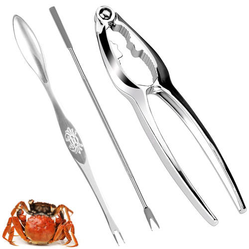 Multi-Purpose Cracker Tools, 1pc Lobster Crab Cracker Seafood Crab Leg Cracker Lobster Crackers Nut Crackers Tools Stainless Steel Seafood Crackers With 2pcs Lobster Forks Crab Forks Nut Forks
