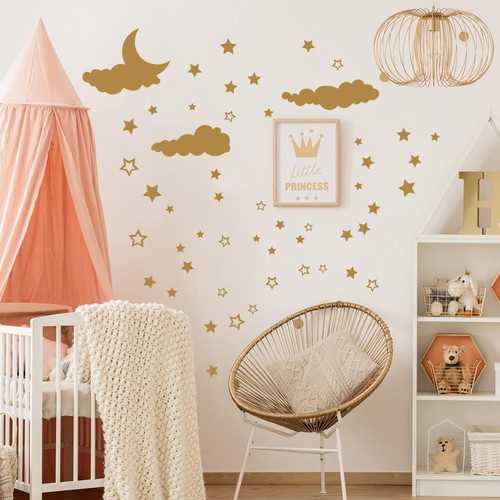 Moon Clouds Stars Wall Decals Gold Star Wall Stickers Good Night Wall Decor for Nursery Baby Bedroom Boy Girls Room Wall Decor (Gold Star Moon) Moon Clouds Stars Wall Decals Gold Star Wall Stickers Good Night Wall Decor for Nursery Baby Bedroom Boy Girls Room Wall Decor (Gold Star Moon)