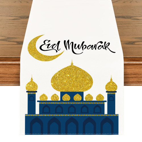 Ramadan Mubarak Decorations Eid Mubarak Banner Ramadan Decoration Ramadan Mubarak Table Runner 72 Inches Long Table Cloth Cover Centerpieces Setting