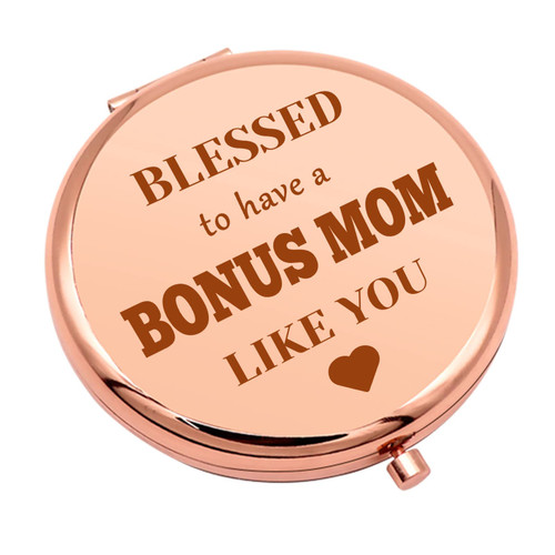 Bonus Mom Gifts Compact Makeup Mirror Gifts for Stepmom Mom Mothers Day Birthday Gifts for Step Mom Bonus Mom Birthday Gift Folding Makeup Mirror for Mother of The Bride Christmas Retirement Gifts