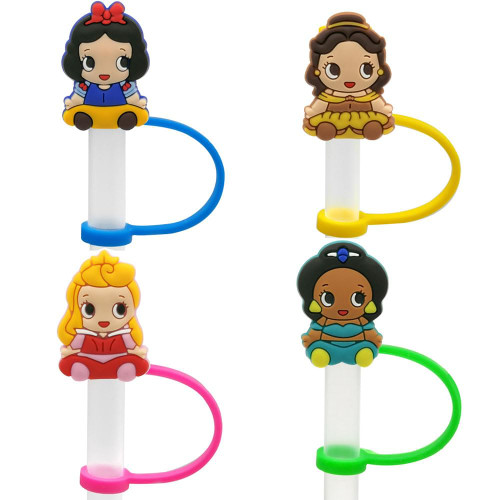 Cute Cartoon Straw Tips Covers Cap,Food Grade Reusable Silicone Straw Tip,funny Straw Covers Cap Plugs,Anti-dust Soft Straw Toppers Drinking Straw Tips Lids for 6-10 mm