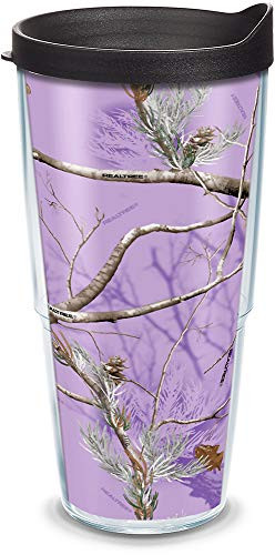 Tervis 1094829 Realtree - Lavender Tumbler with Wrap and Black Lid 24oz, Clear