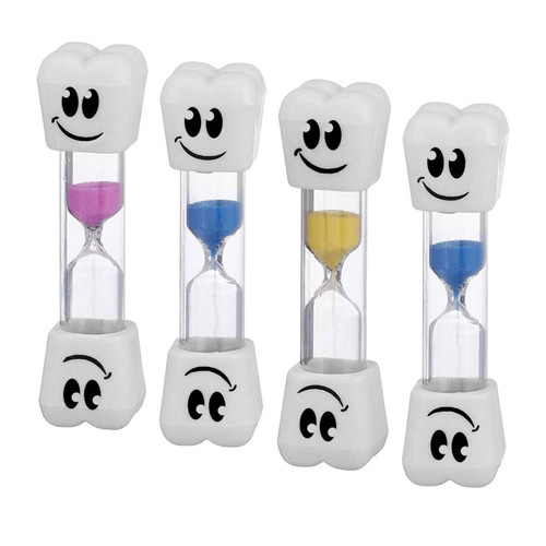 4 Pieces Toothbrush Timer for Kids 2 Minute Sand Timer Smile Pattern Tooth Brushing Sand Timer Timers for Proper Tooth Brushing Boys Girls Oral Hygiene Assorted Colors (4 Pack) Blue, Pink and Yellow