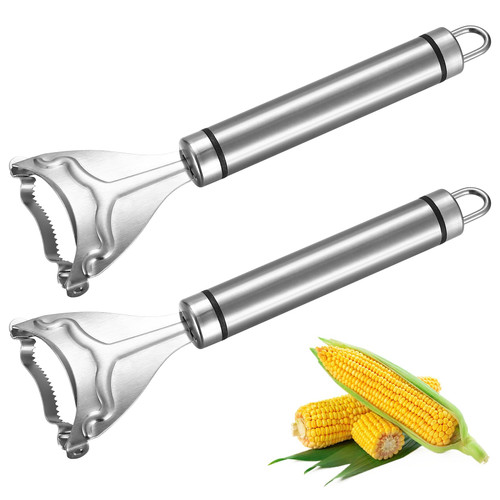 Zxglxinyao 2 Pcs Corn Peeler, Stainless Steel Corn Cob Peeler, Magic Corn Stripper for Corn on the Cob, Corn Cob Stripper Tool, Corn Planer, Corn Cutter From the Cob, Corn Threshers, Kitchen Gadget He