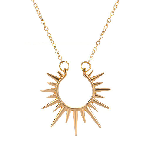 Sunburst Sunshine Pendant Necklace Sun Statement Fashion Necklace for Women Girls Jewelry Gifts-Gold