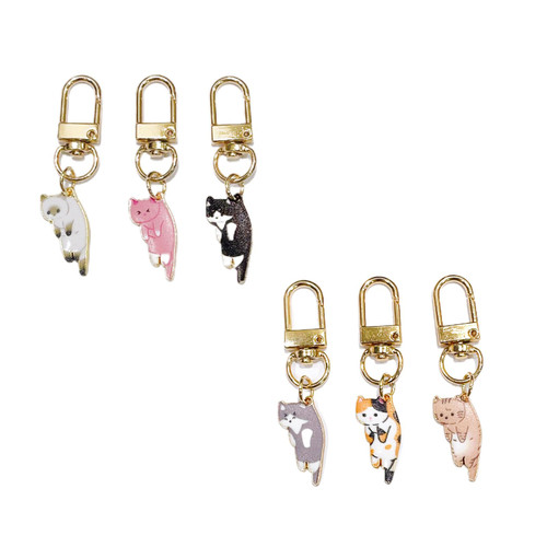 COLORFUL BLING Cute Cat Keychain Funny Cartoon Kitten Keychain Kawaii Cat Keyring for Women Girls Cat Lover-6Pcs