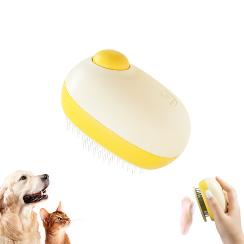 Cat Grooming Brush, Pet Grooming Brush for Cats & Dogs, Cat Deshedding Brush Easily Removes Loose Undercoat, Mats Tangled Cat Hair Shedding Brush (Yellow)