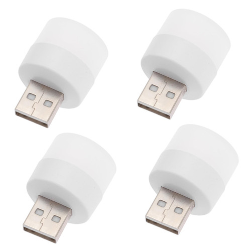 Hemobllo 4Pcs Mini USB Light Night Lights Plug Into Wall USB Charging lamp USB Reading Light USB Night Light LED Lamp for Bedroom Night Lamp Plastic Night Light Socket White Desktop Student