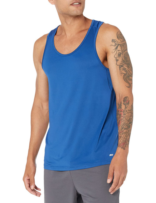 Amazon Essentials Men's Tech Stretch Tank T-Shirt, Bright Blue, Small