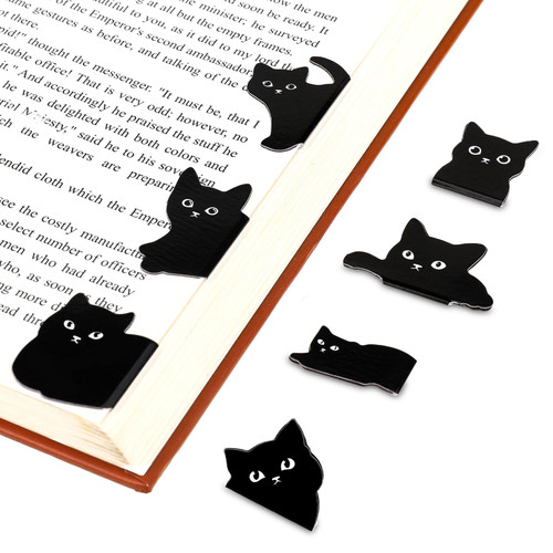 Cute Bookmarks for Women,7 Pcs Black Cat Magnetic Bookmarks Cat Theme Book Mark Clips Set Book Markers for Cat Lover Gifts Magnetic Book Page Clips Kawaii Bookmark for Teachers Students Book Lovers