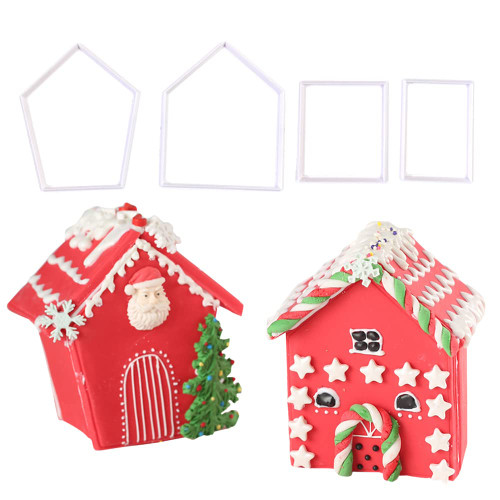 Gingerbread House Cookie Cutter Set, 3D Plastic Mini Christmas House Cookie Cutter Kit, Christmas House Biscuit Cookie Mold DIY Baking Tools Gingerbread House Cookie Cutter Set, 3D Plastic Mini Christmas House Cookie Cutter Kit, Christmas House Biscuit Cookie Mold DIY Baking Tools