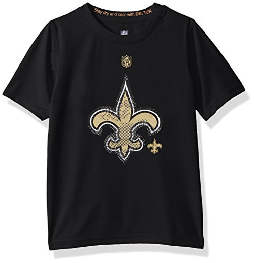Outerstuff NFL Youth Boys Carbon Logo Performance Short Sleeve Tee-Black-L(14-16), New Orleans Saints Outerstuff NFL Youth Boys Carbon Logo Performance Short Sleeve Tee-Black-L(14-16), New Orleans Saints