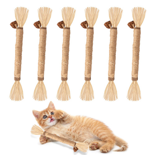 6 PCS Silvervine Sticks for Cats Cat Toys Natural Silvervine Cat Toy Sticks Cat Kitten Chew Toys, Matatabi Chew Sticks Silvervine Toys for Cats Kitten, Cat Chew Stick Dental Toy for Teeth Cleaning