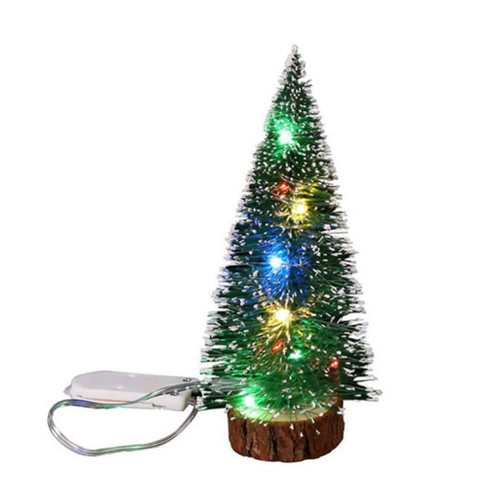 Miniature Christmas Tree Tabletop Christmas Tree with Lights Mini Xmas Tree Mini Pine Tree Multi-Color LED Lights Tabletop Christmas Tree with Wooden Base for Christmas Decorations