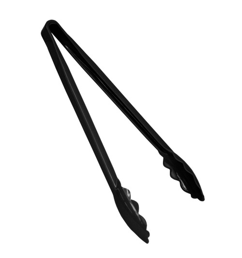 Excellante Scallop Grip Tong, Polycarbonate, 12", Black