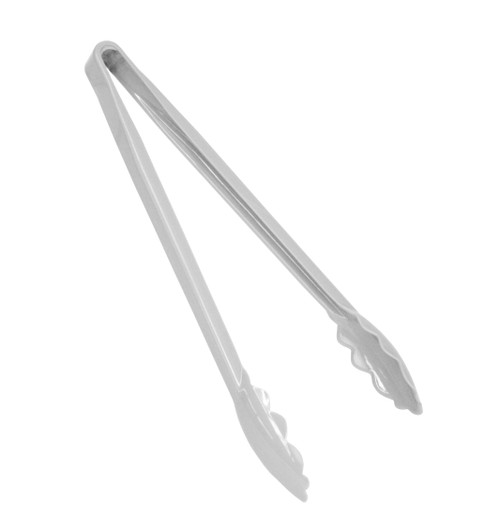 Excellante Scallop Grip Tong, Polycarbonate, 12", White