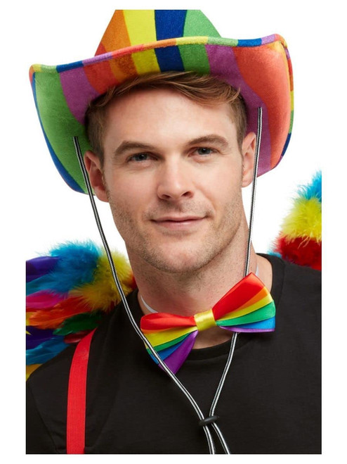 Smiffy's 50996 Rainbow Bow Tie, Unisex Adult, Multi-Colour, One Size