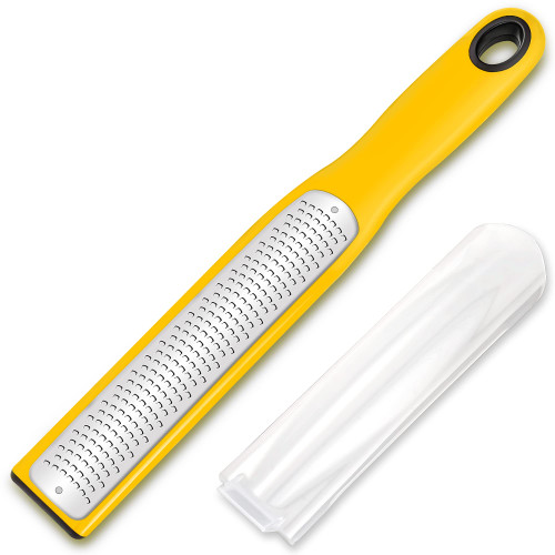Urbanstrive Zester Grater with Handle, Lemon Zester Cheese Grater for Kitchen Stainless Steel, Graters for Parmesan Cheese Garlic Nutmeg Chocolate Fruits Vegetables Ginger, Fine, Yellow