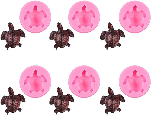 Tustao Sea Turtle Resin Mold Small, 3D Animal Silicone Molds for Resin Casting, Tortoise Making Mold for DIY Resin and Plaster Casting,Cake,Chocolate,Soap,Polymer Clay Decoration Tools 6 Pcs