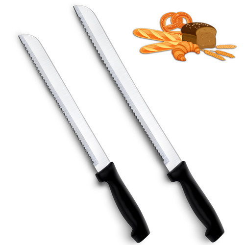 hunnycook Bread Knife, 2 Pieces Serrate Bread Knife with Wavy Edge Width (8 inch and 10 inch) -Bread Knife/Serrated Bread Knife/Mercer Bread Knife for Homemade Bread, Crusty Bread, Bagels and Cake