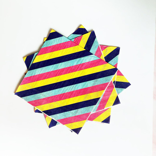 Bright Stripes Design Cocktail Napkins for Dinner, Picnic, Birthday Party Paper Napkins Disposable 2 Ply/40 Pcs Paper Napkin(6.5 x 6.5 In)